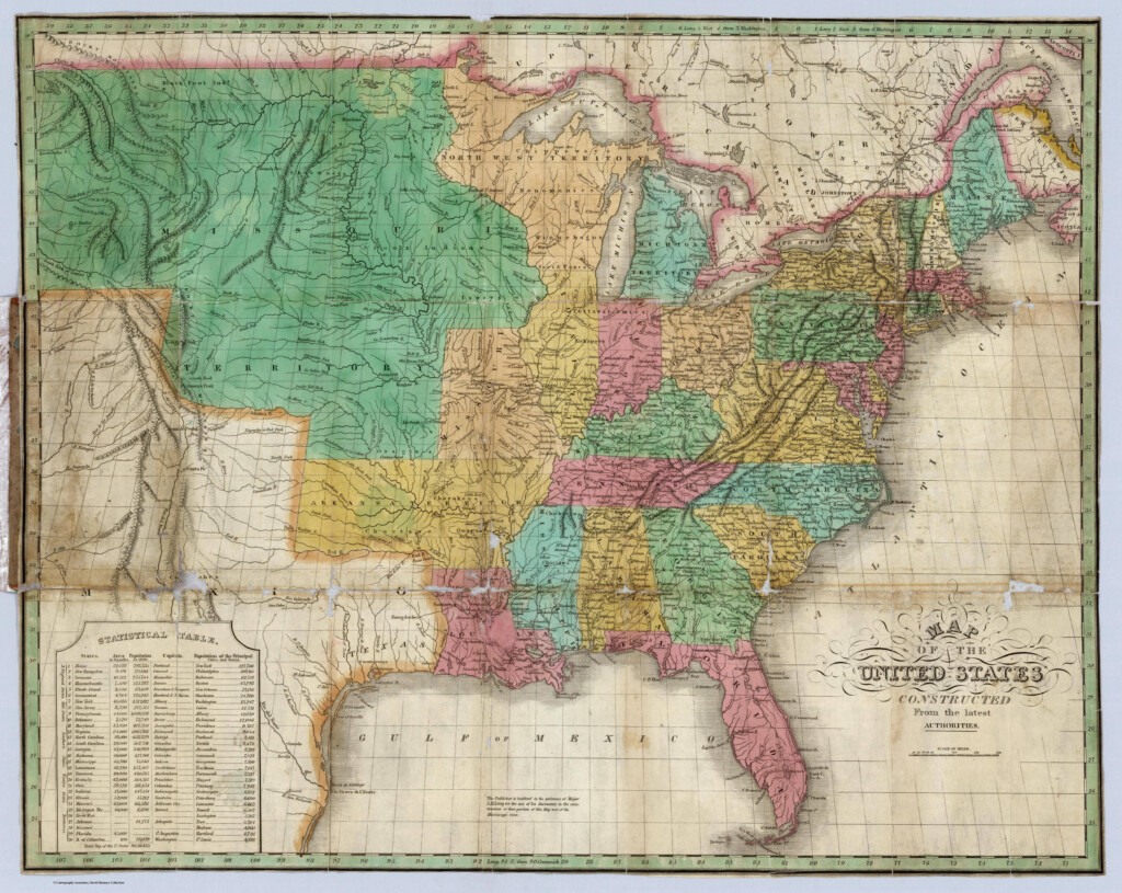 1830 Finley Map Of The United States United States Map Vintage Wall 