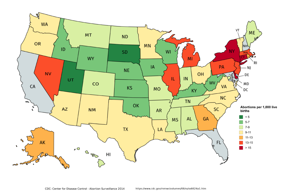 Abortion Rate In The United States Per 1000 Live Births OC 5400x3586 