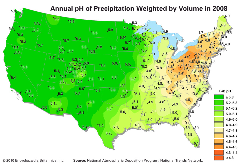 Acid Rains United States Map American Map