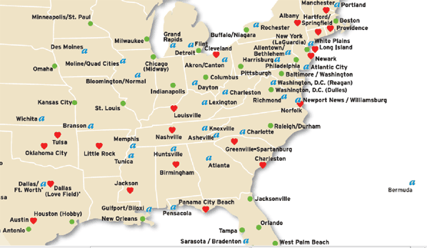 AirTran Announces Four Airports In Four States That Will Be Dropped 