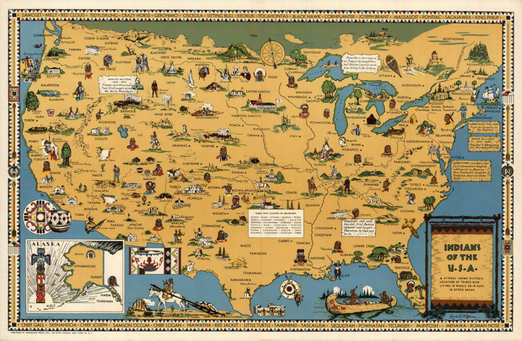 Buy USA Native American Indian Tribes Map Pictorial Map Wall Poster 