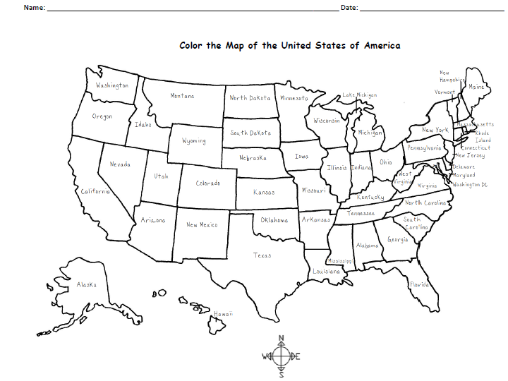 Color The Map Of The USA Teaching Resources