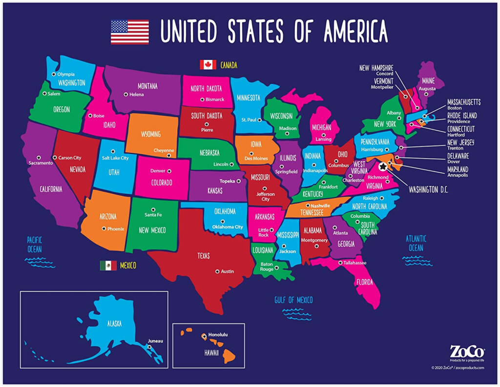 Compre Mapa Dos EUA Poster Dos Estados E Capitais Mapa Colorido Dos 