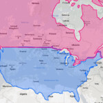 Contiguous United States Over Europe Real Latitudes 1277x807 MapPorn