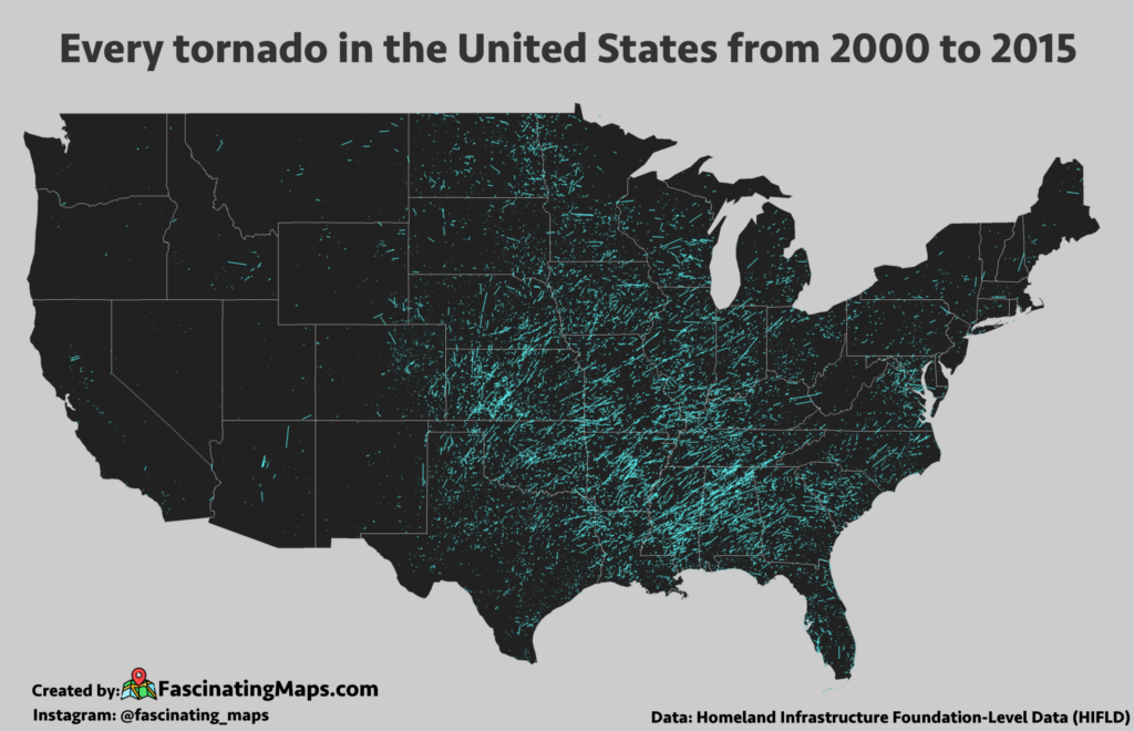 Every Tornado s Path In The Contiguous United States From 2000 To 2015 