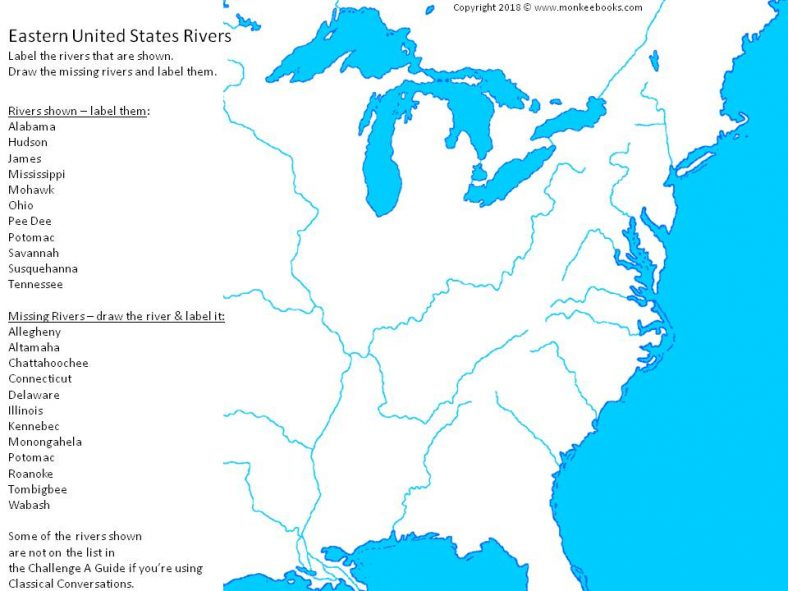 Geography Quiz Eastern American Rivers MonkeeBooks 