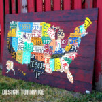 Hand Made License Plate Map Of The United States By Design Turnpike