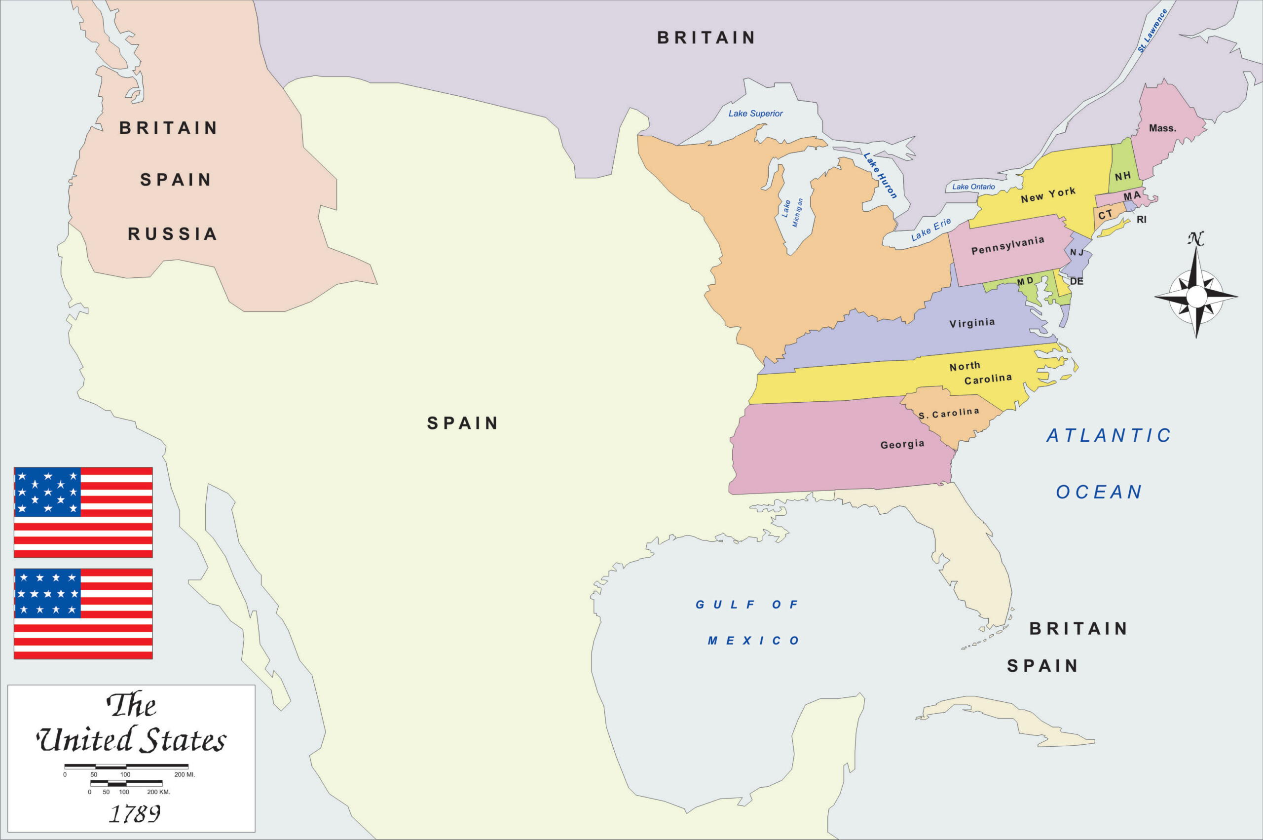 History Map USA 1789 In Big Size Image