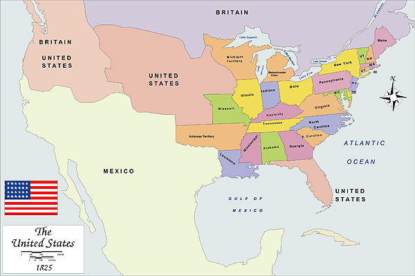 History Map USA 1825