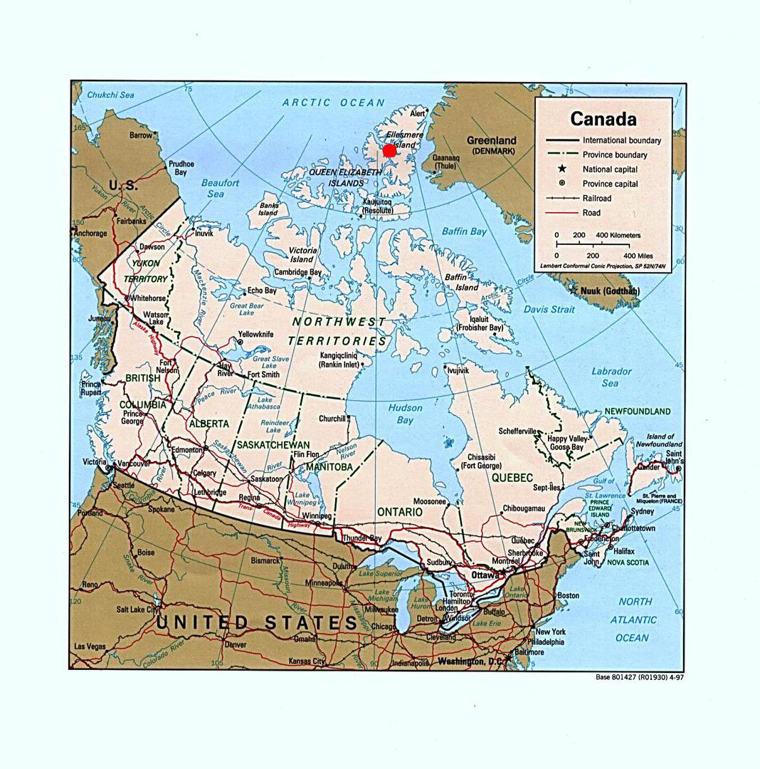 Kanada Mapa Mapy Kanady Travelin