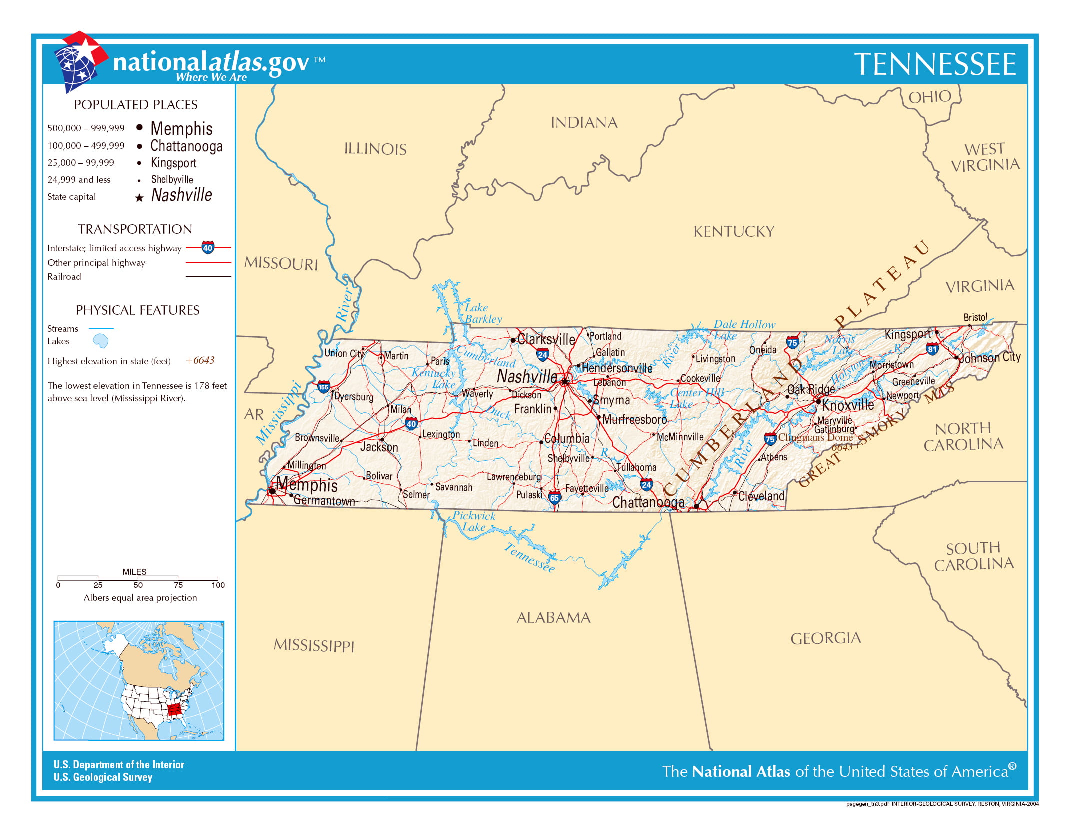 Laminated Map Large Detailed Map Of Tennessee State Poster 20 X 30