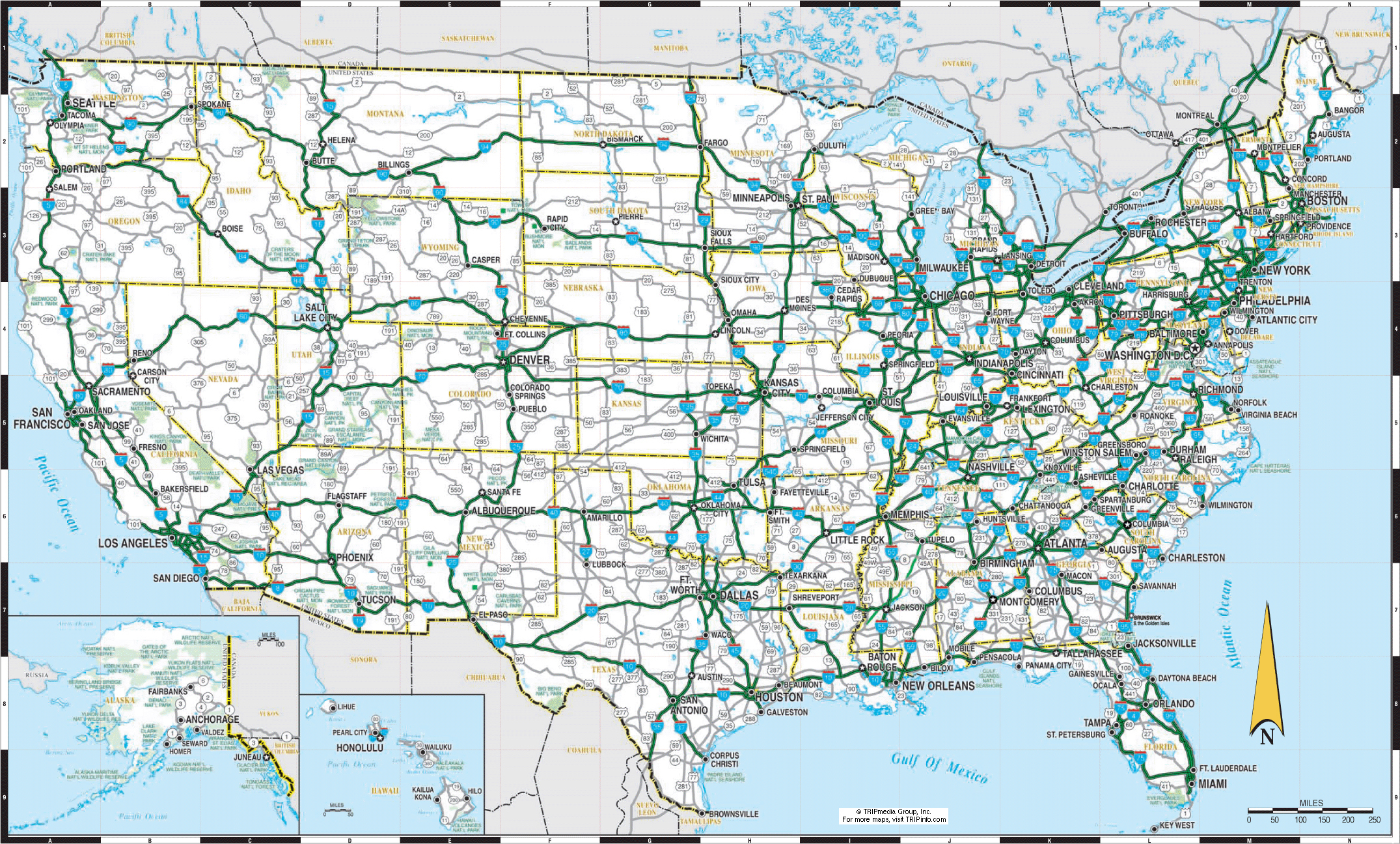 Large Detailed Highways Map Of The US The US Large Detailed Highways