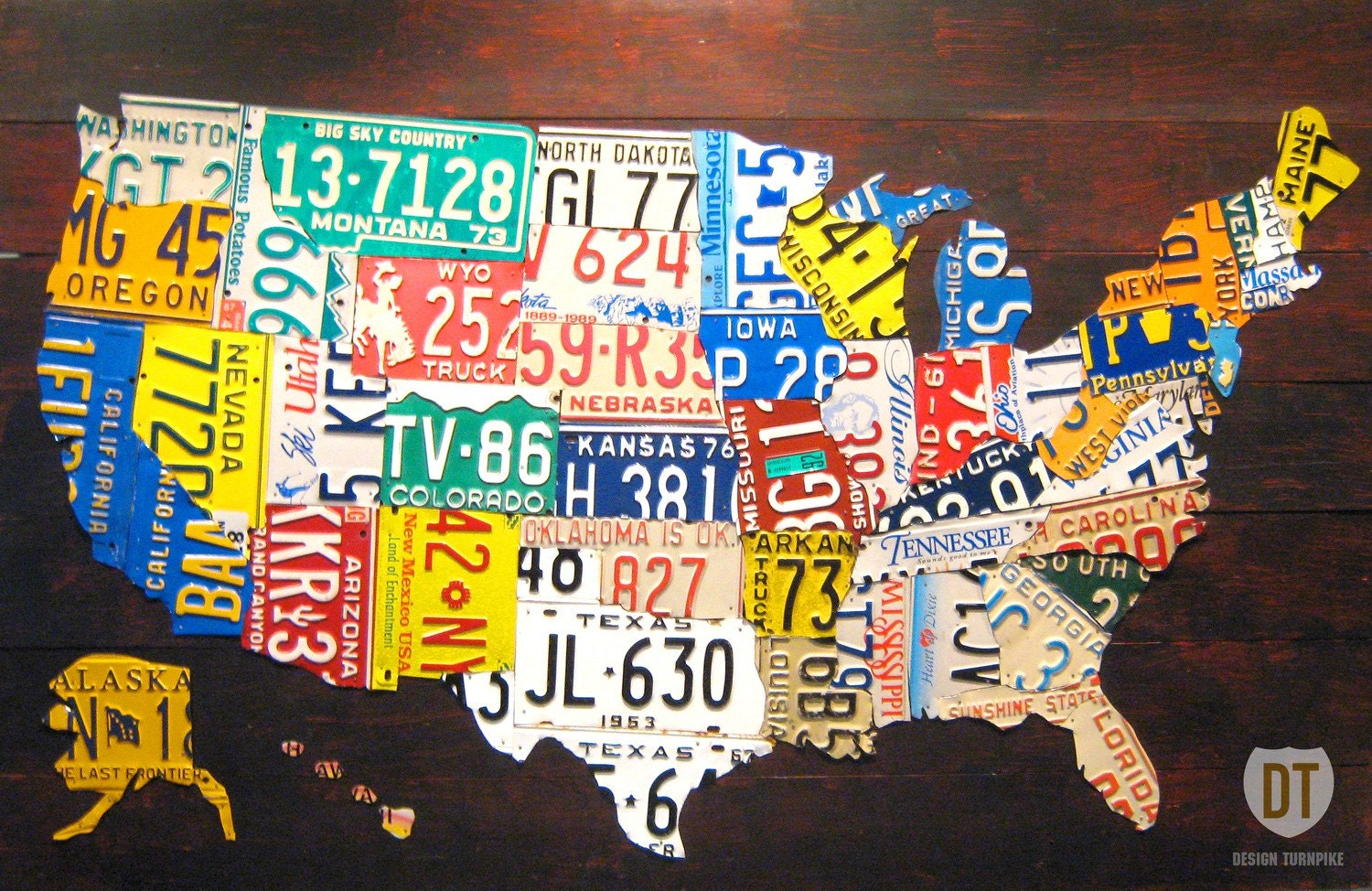 License Plate Map Of The United States XL Size 60 X Etsy