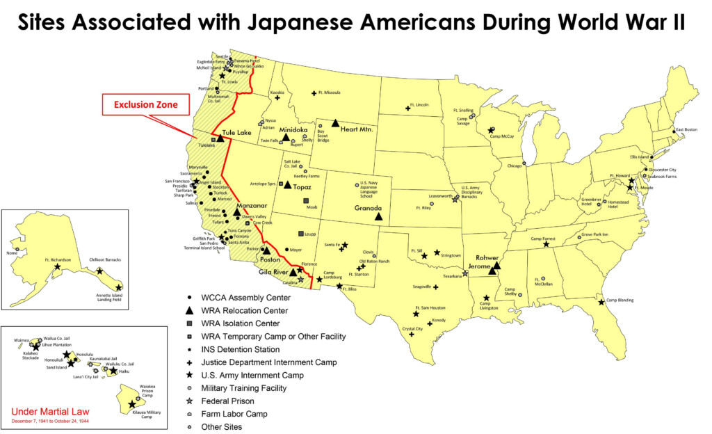 Locations Of Japanese American Concentration Camps During WW2 MapPorn