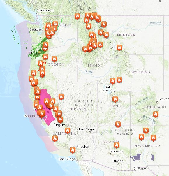 Map Of Active Wildfires In The United States