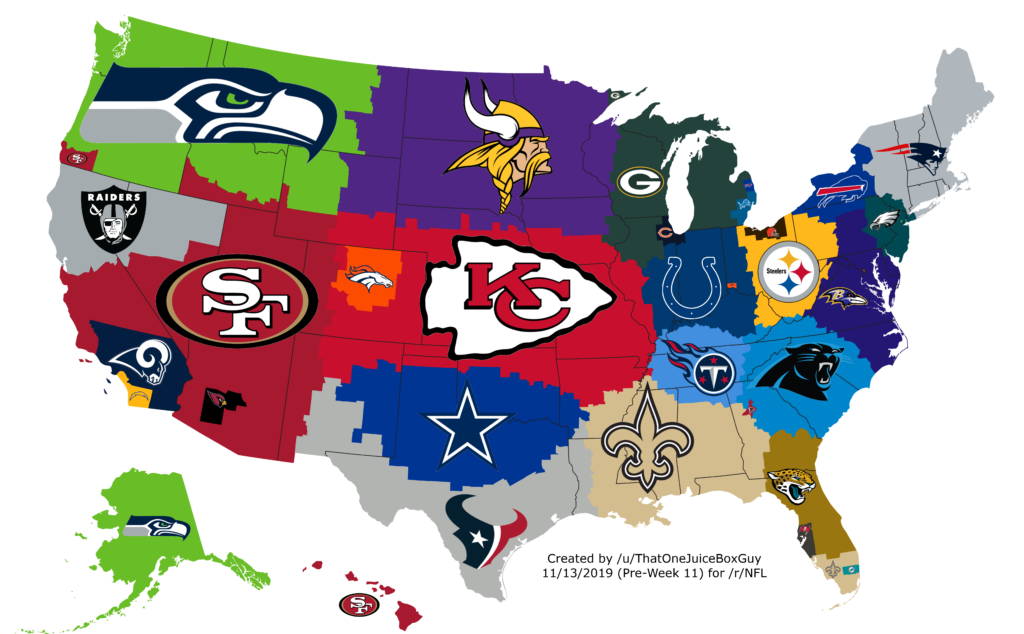 Map Of All Nfl Teams 2019