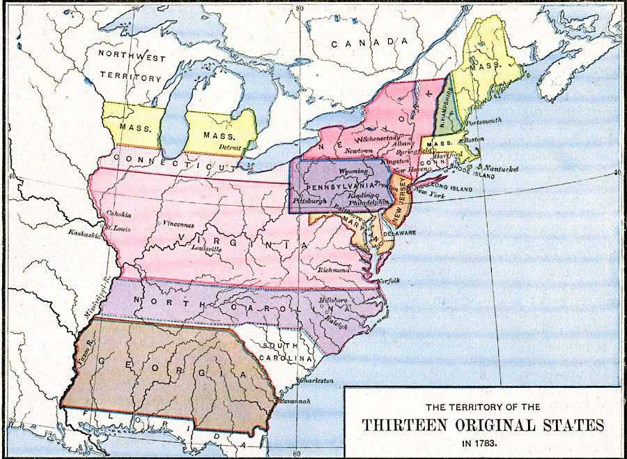 Map Of The United States 1783 Map Of The United States