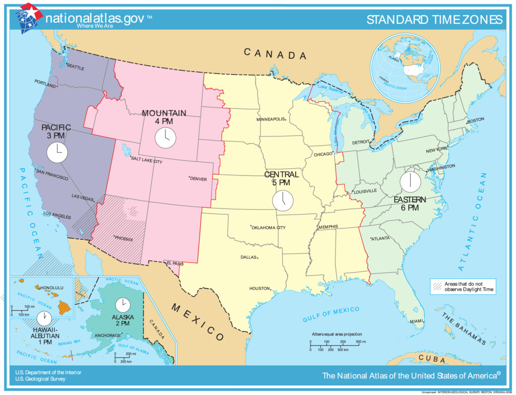 Map Of Time Zones Of The United States The United States Timezones Map 