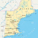 New England Region Of The United States Of America Political Map Stock