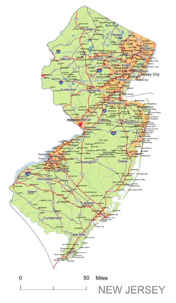 New Jersey State Vector Road Map Your Vector Maps