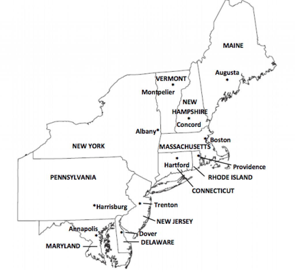 Northeast States And Capitals Map Printable Map