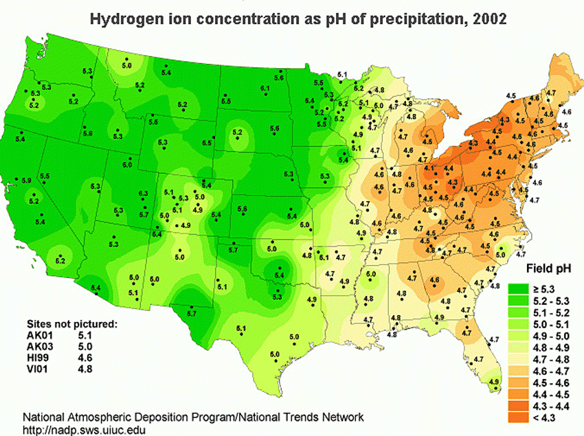 PH Of Rainfall In The USA 2002 U S Geological Survey