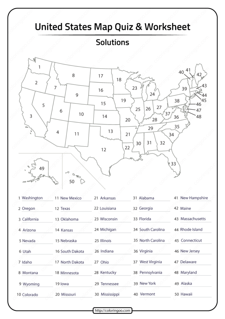 Printable 50 States In United States Of America Map United States Map 