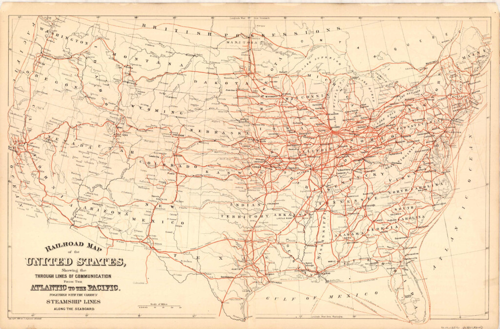 Railroad Map Of The United States Showing The Through Lines Of 