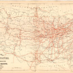 Railroad Map Of The United States Showing The Through Lines Of