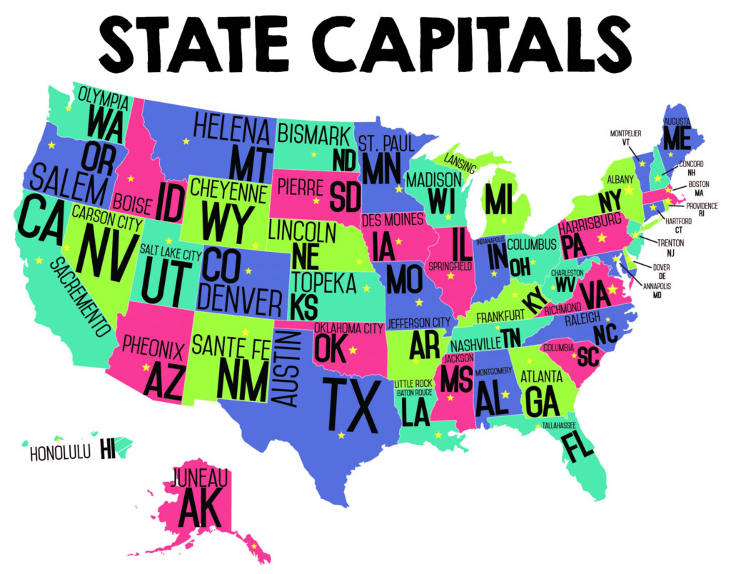 States And Capitols Map