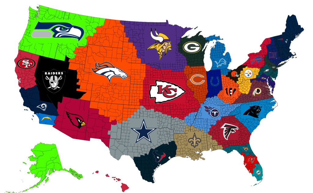 States With Nfl Teams Map World Map