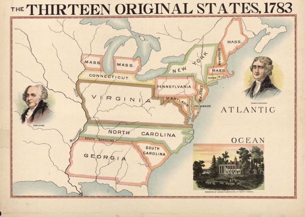 The Thirteen Original States 1783 Historical Maps United States Map 