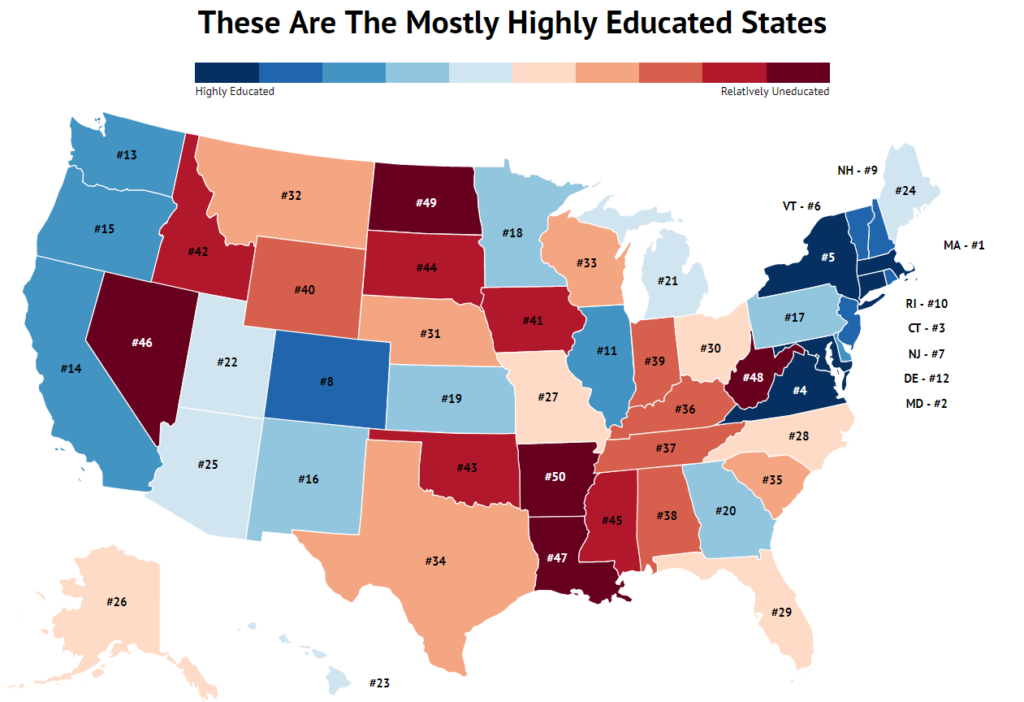 These Are The Most Highly Educated States In America Zippia