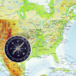 Travel Destination United States Map With Compass Stock Image Image