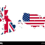 UK And USA Union Jack Flag Inside Map Stock Photo Alamy