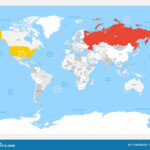 United States And Russia Highlighted On Political Map Of World Vector