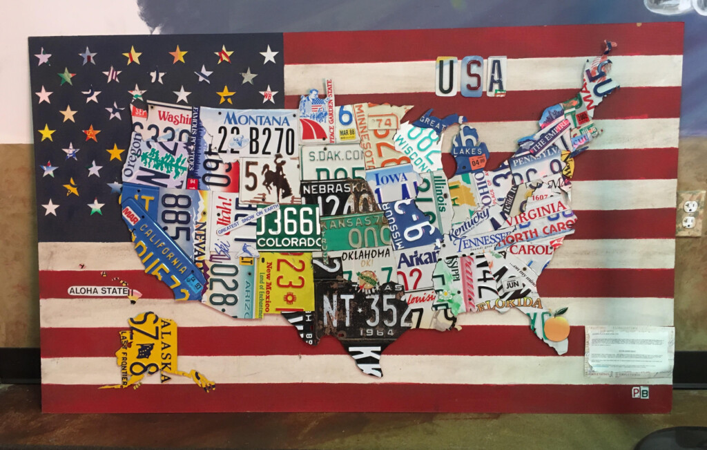 United States Map Made Of License Plates Washington Map State