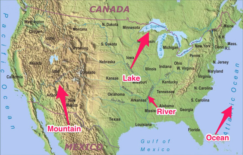 United States Map With Rivers And Lakes And Mountains Printable Map