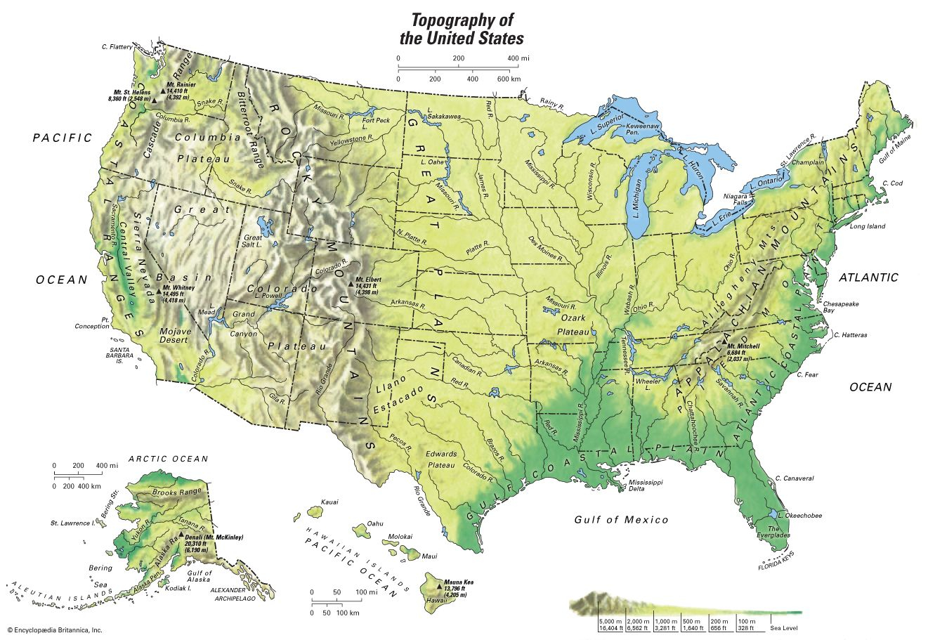 United States Topographical Map Students Britannica Kids