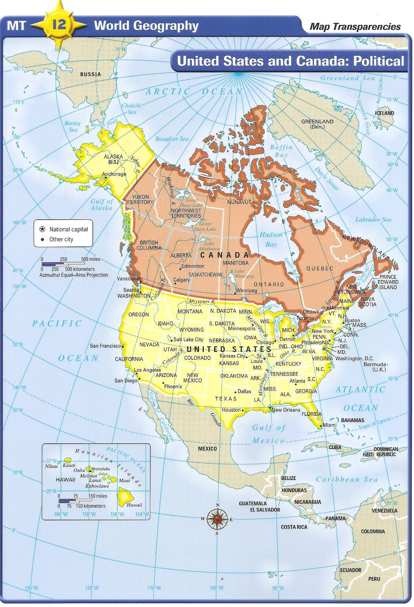 Us And Canada Political Map Map