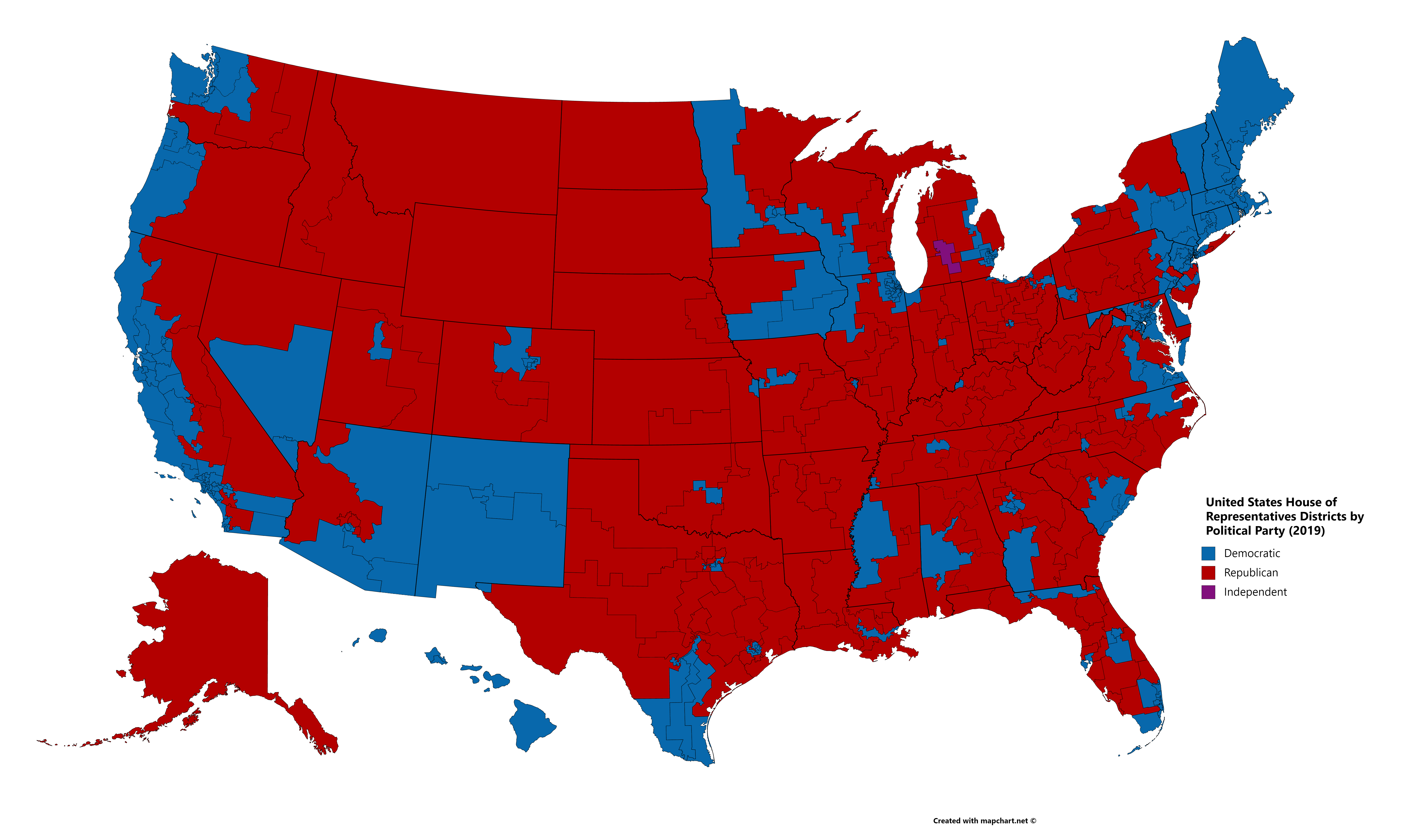 US House Of Representatives Districts By Party MapPorn