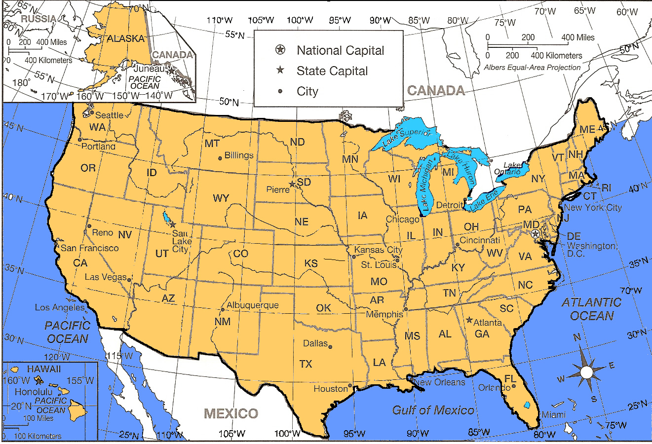 Us Map Latitude And Longitude