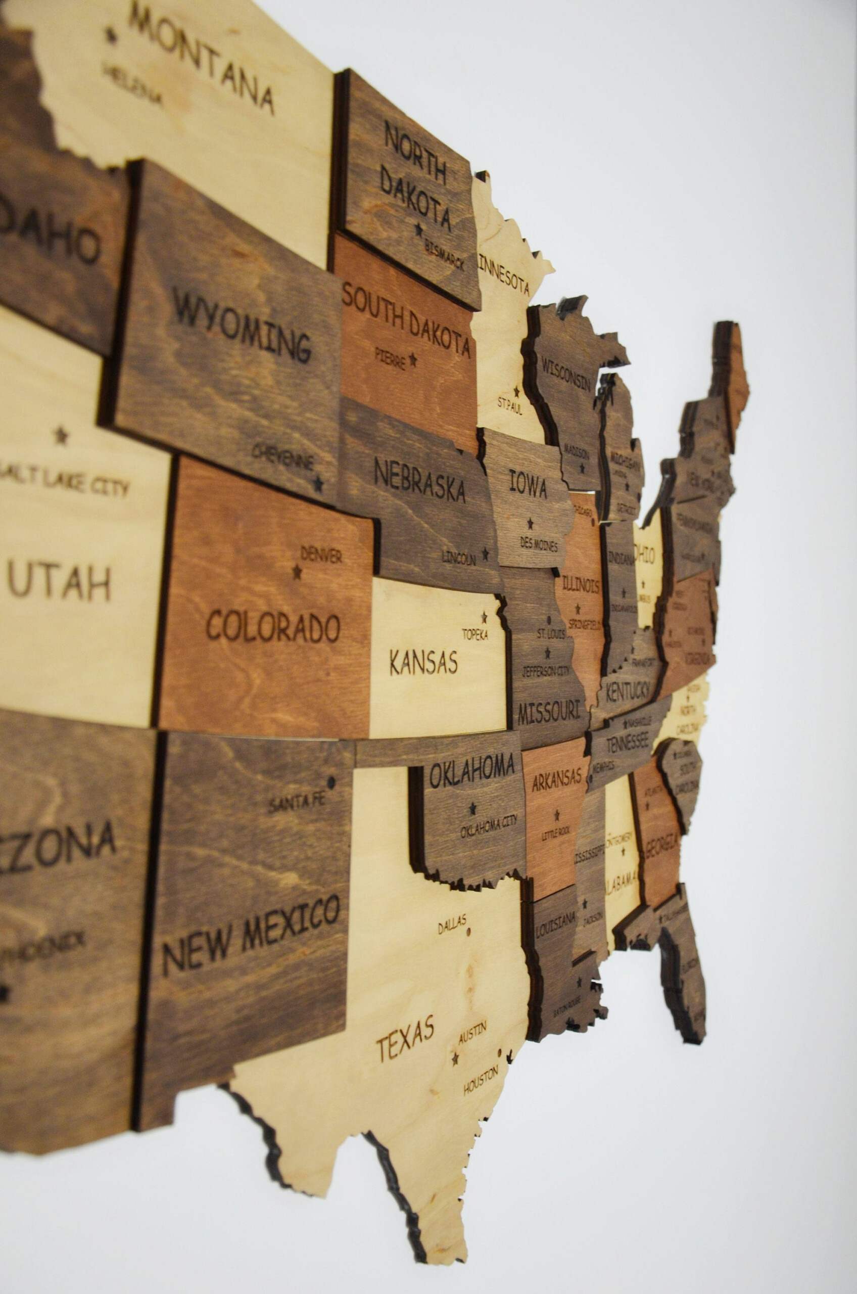US Map Of United States Wooden Wall Art Wooden Map Decor Map Etsy