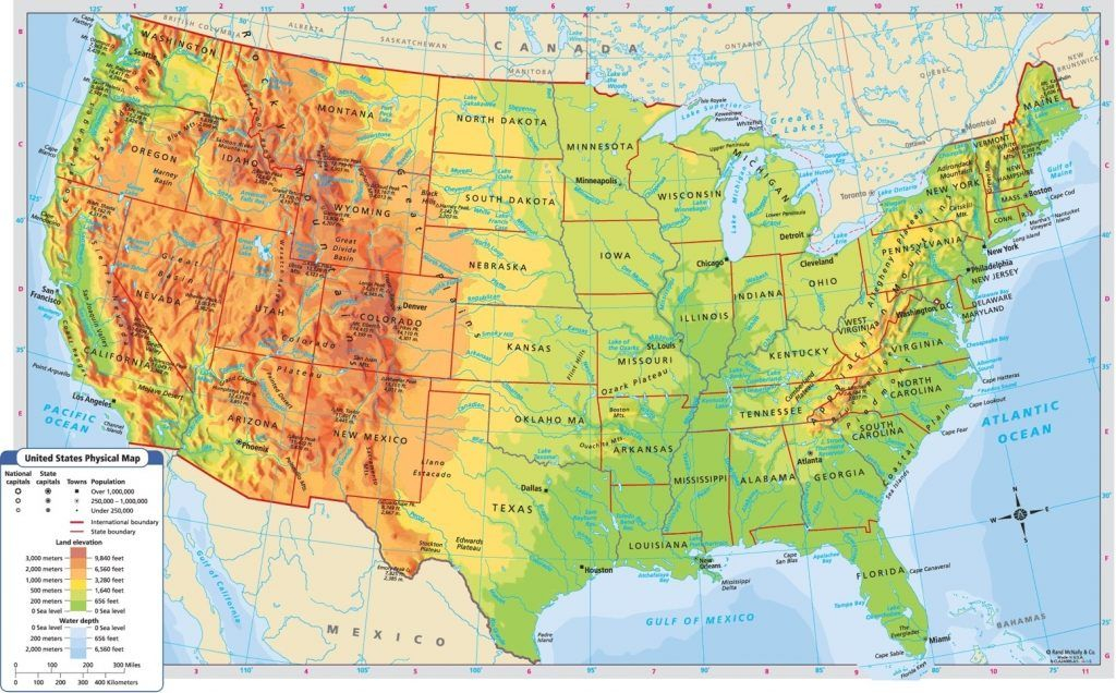 Us Mountain Ranges Map United States Physical Resources Mr Inside For 