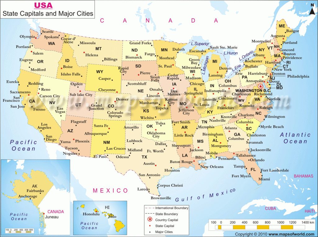 Usa And Canada Cities Map