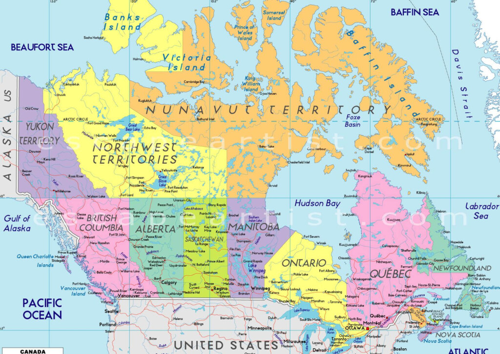 Usa Canada Map Cities
