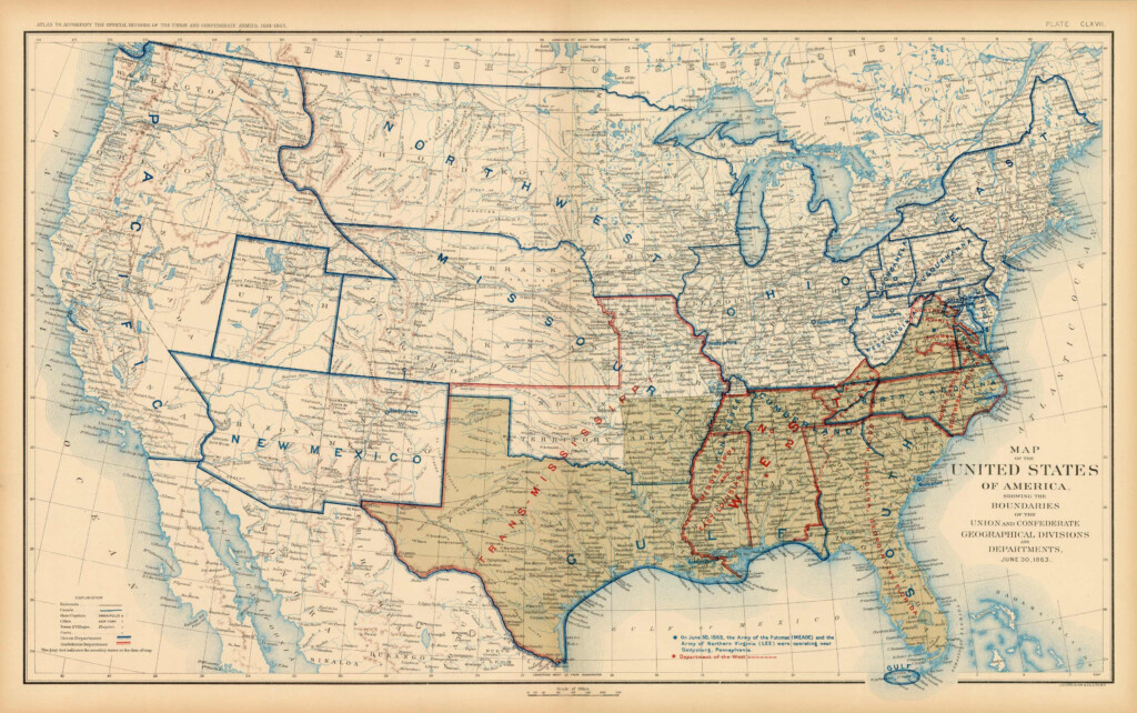 Usa Map During The Civil War Topographic Map Of Usa With States