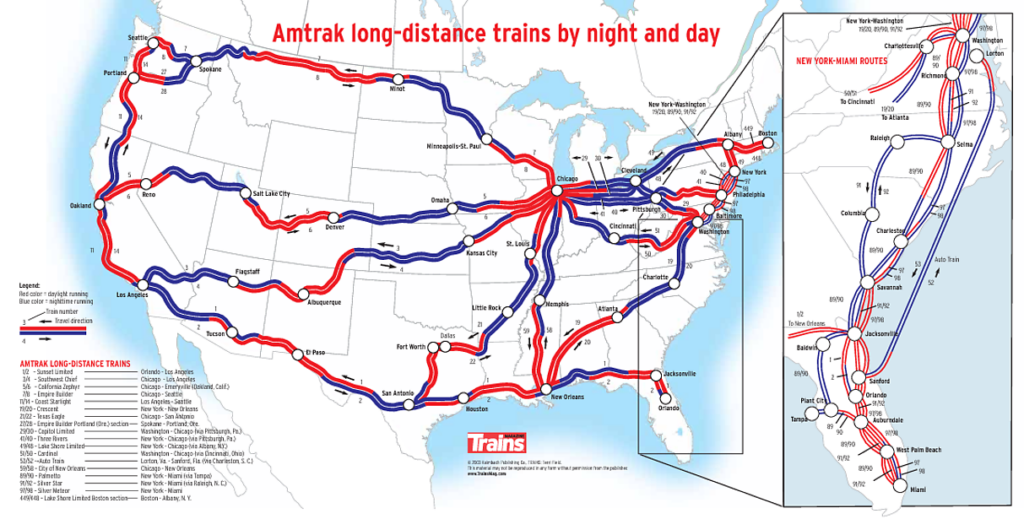 Usa Map Showing What Parts Of An Amtrak Route Are Traversed During 