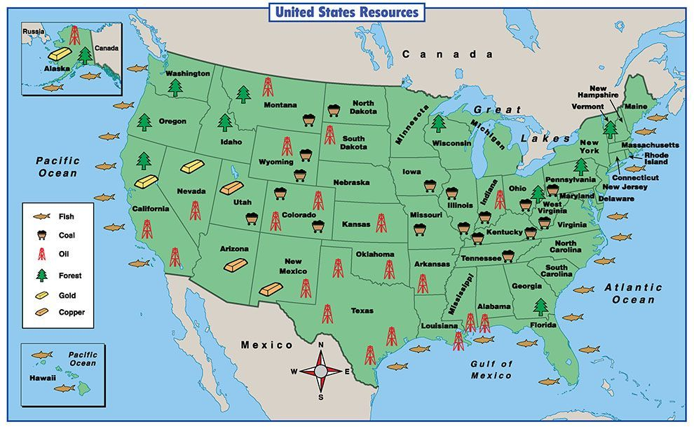 Usa Natural Resources Map Map Of Europe