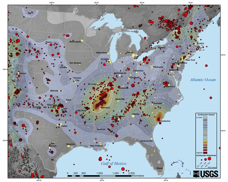 USGS Map Showing The Prevalence Of Earthquakes In The United States 